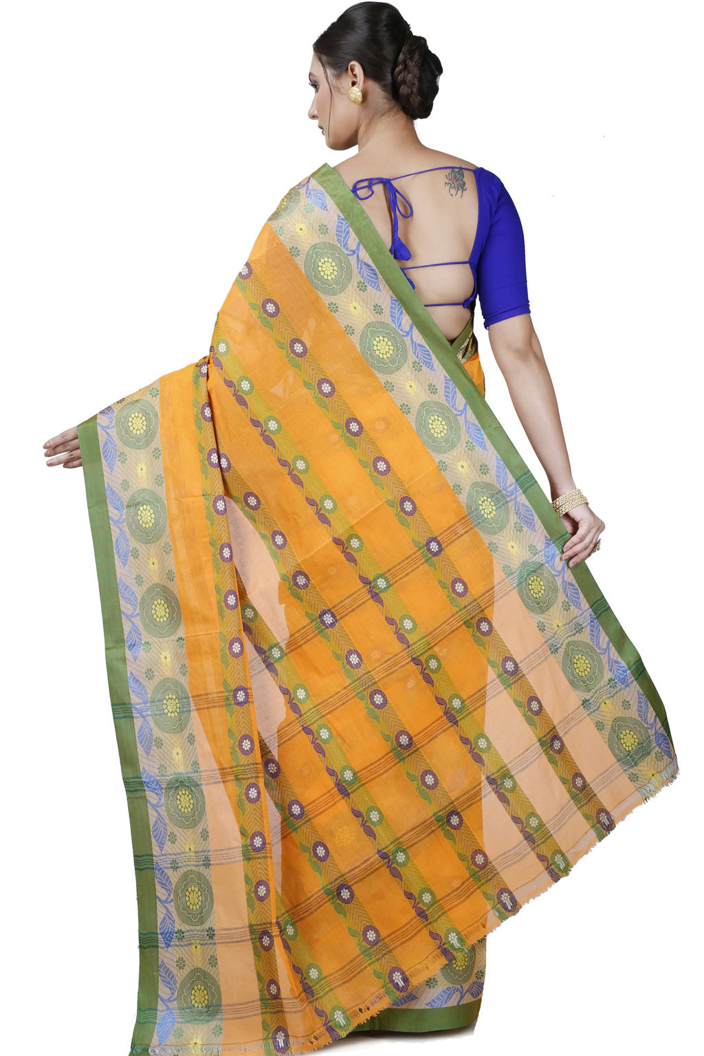 Yellow Pure Cotton Uttara Tant Saree (1134)